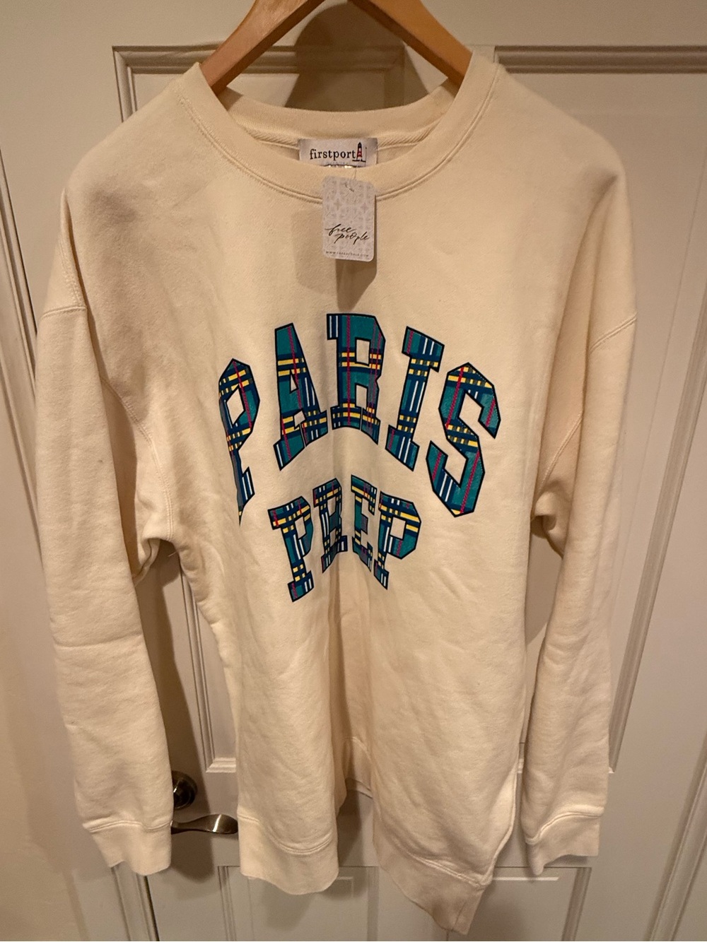 NWT Free People Firstport Paris Prep Crewneck Pullover Sweatshirt Large